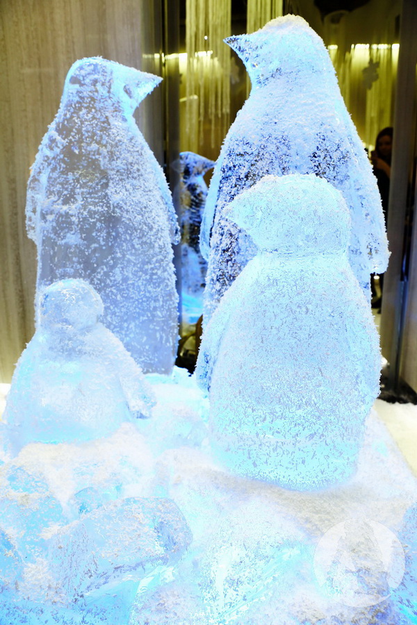 ледяная скульптура-пингвины фото